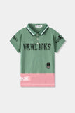 Boys Imported Printed Light Green Short Sleeve Polo Shirt