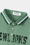 Boys Imported Printed Light Green Short Sleeve Polo Shirt
