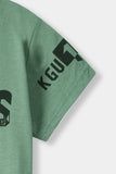 Boys Imported Printed Light Green Short Sleeve Polo Shirt